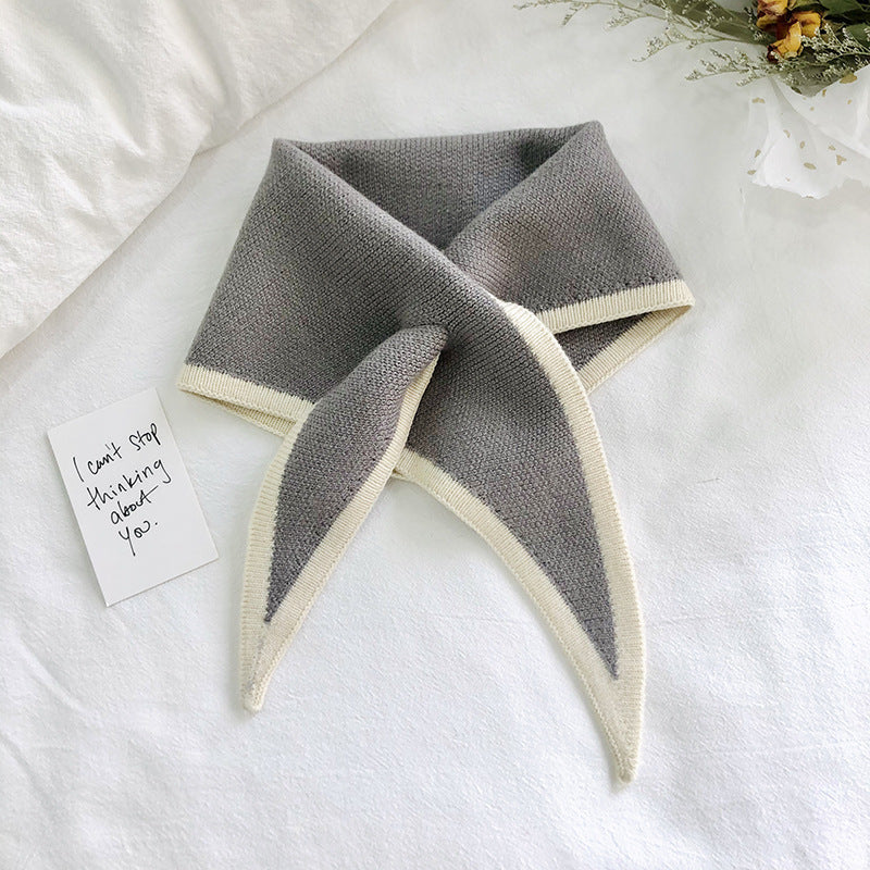 Autumn And Winter Triangle Knitted Shawl Style Women's Outer Scarf
