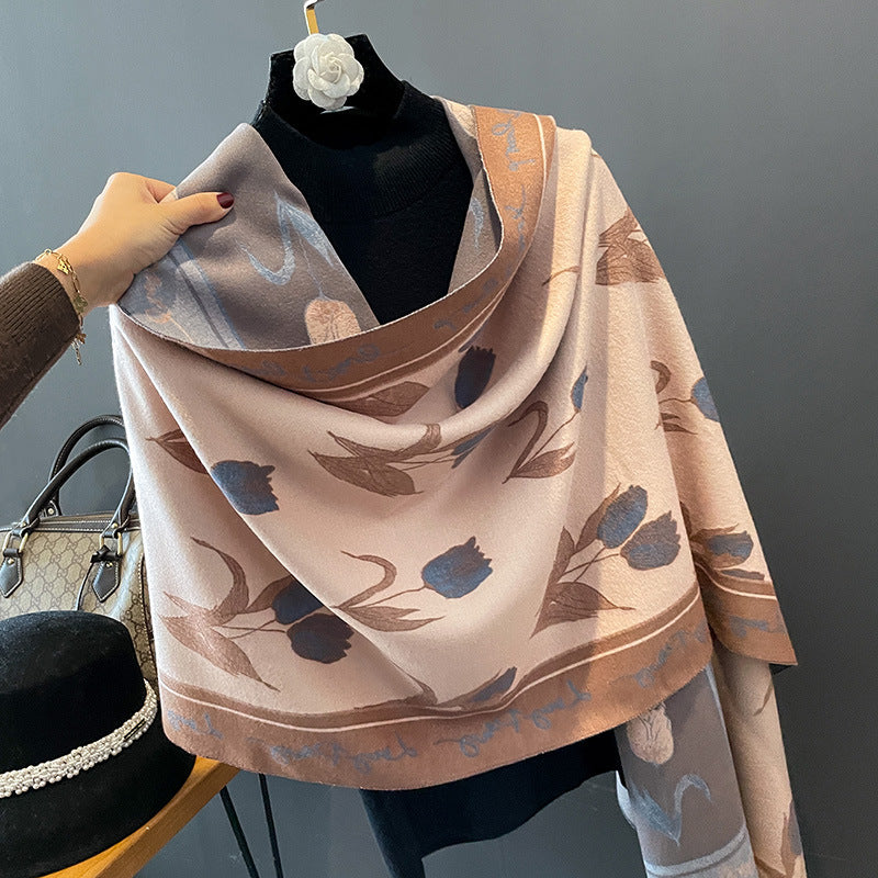 Scarf Women's Warm Shawl Middle-aged Elders