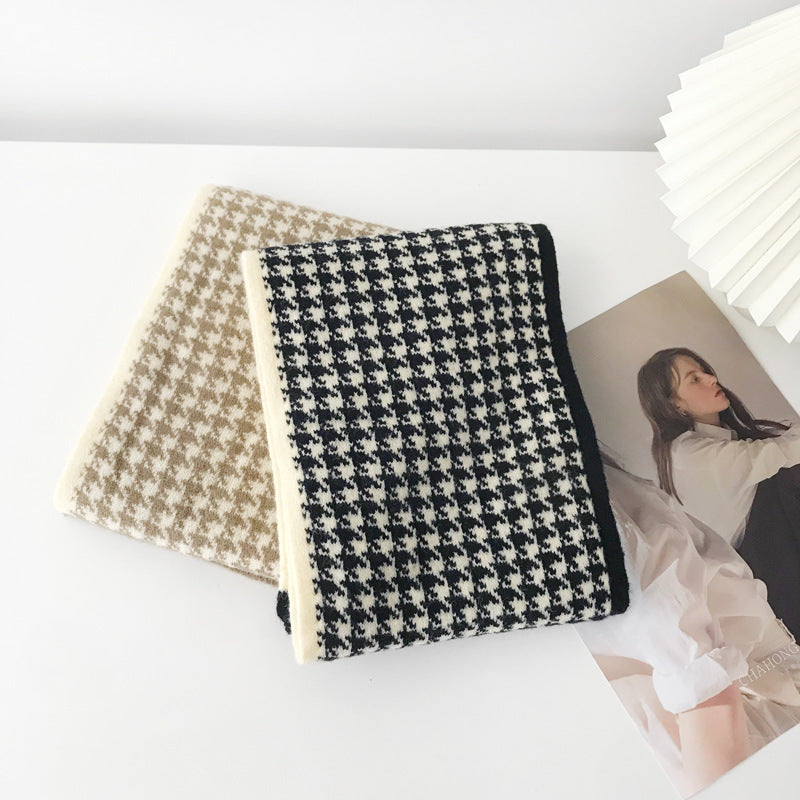 Women's Double-sided Houndstooth Herringbone Scarf