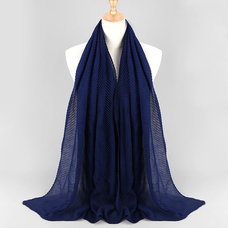 Twill Crumpled Pleated Scarf Women's Bag Headscarf