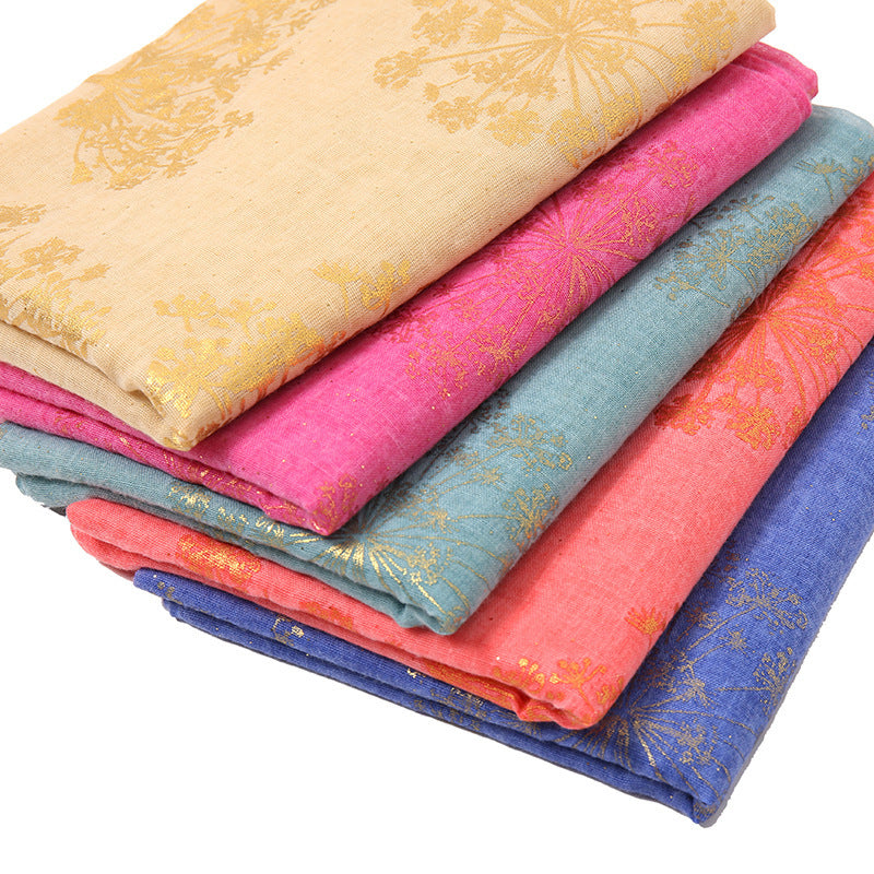 Vintage Bronzing Small Flower Cotton Scarf