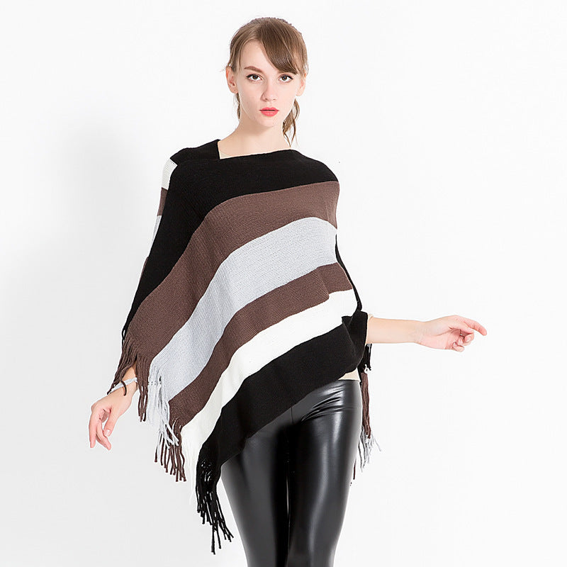 Awning Shawl Women Fashion Stripes Europe And America