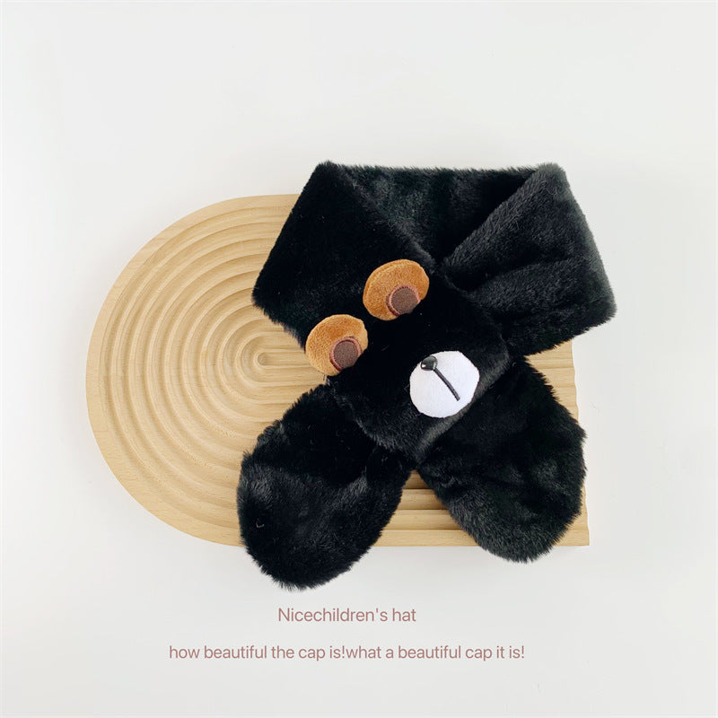 Baby Boys And Girls Winter Thermal Cute Bear Children Plush Scarf