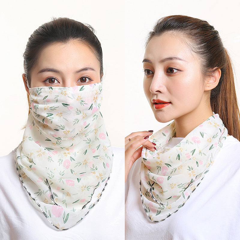 Bib Silk Scarf Women Summer Sunscreen Mask Neck Guard Face Mask