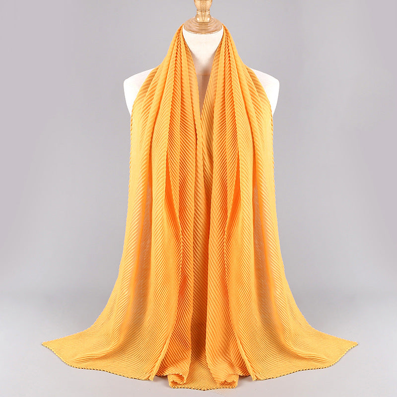 Twill Crumpled Pleated Scarf Women's Bag Headscarf