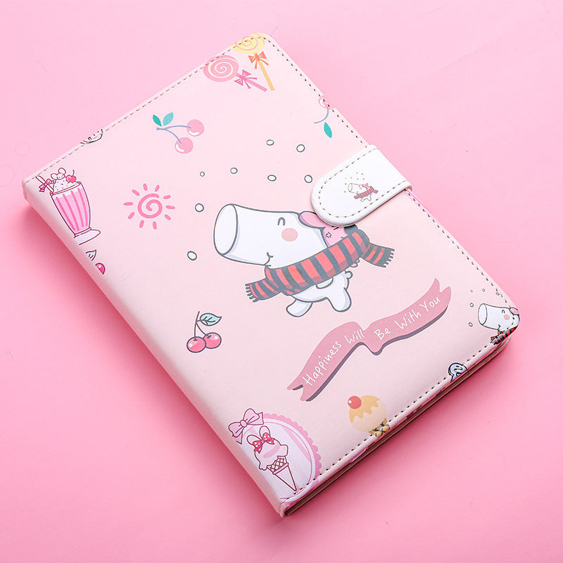 Kaba Bear Hippo Small White Magnetic Buckle Notebook Portable Notebook Girl Heart Creative Cute Hand Book