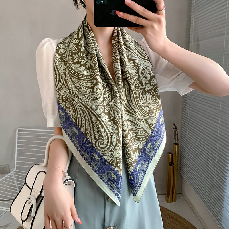New 90cm Twill Silk Large Square Women's Shawl