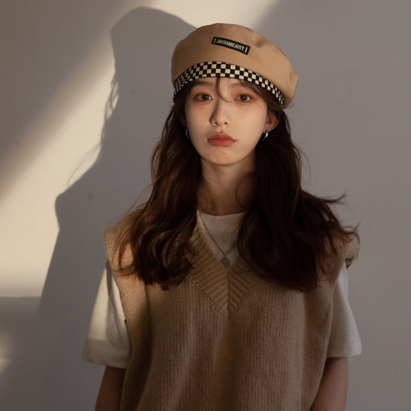 Women's Fashion Net Celebrity Checkerboard Beret