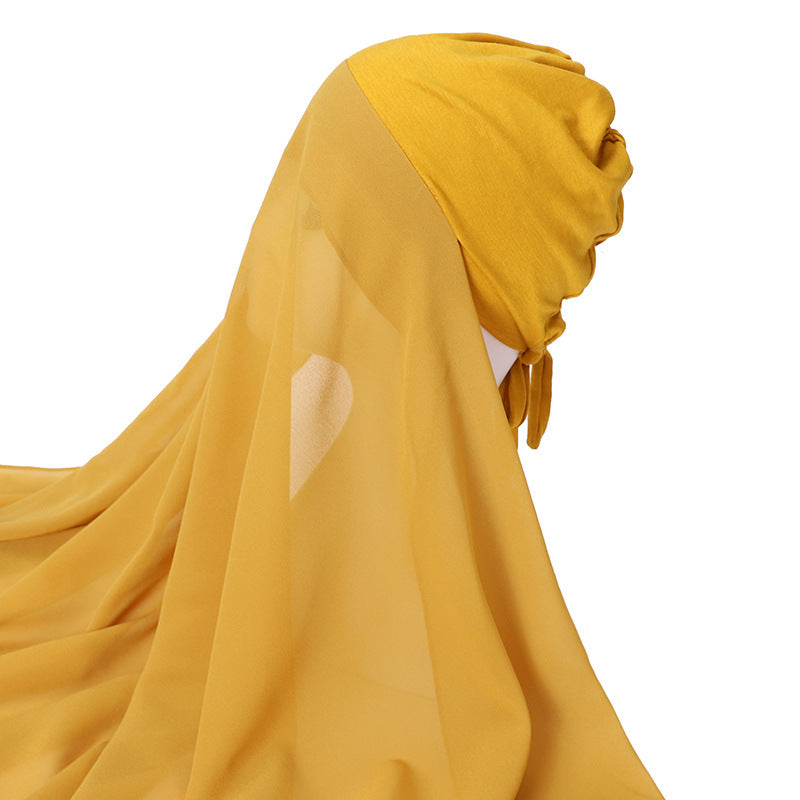 Pearl Chiffon With Elastic Bottoming Hood Scarf