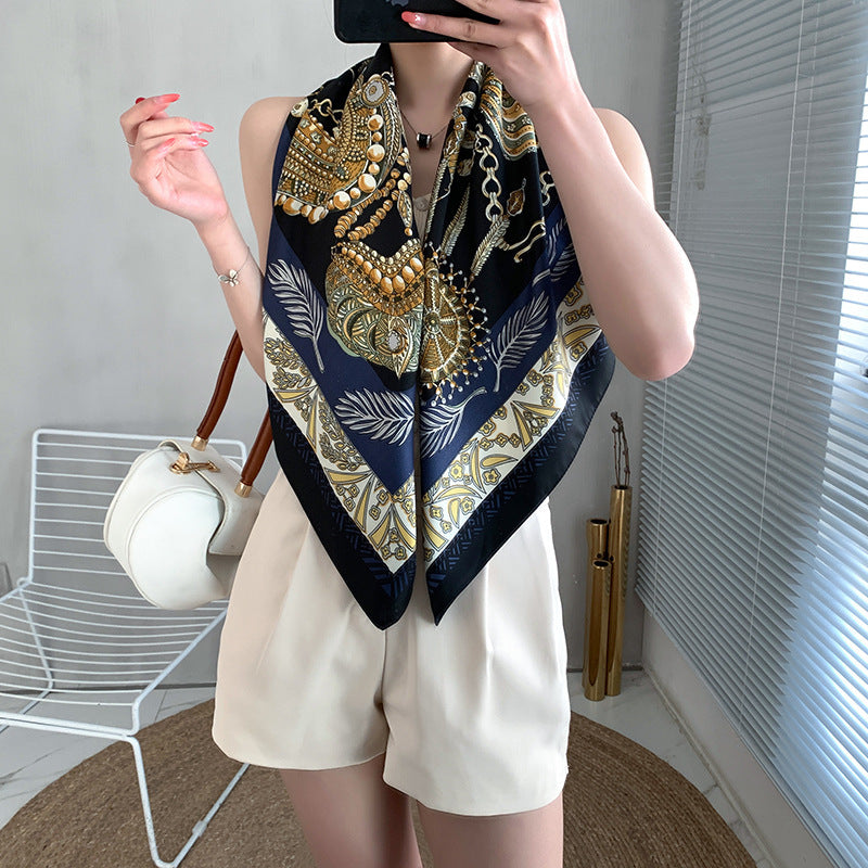 New 90cm Twill Silk Large Square Women's Shawl