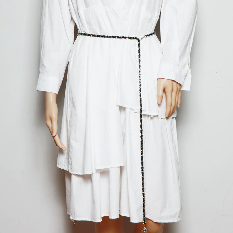 Thin Belt Fashion Chain Braided Waist Waist Closure