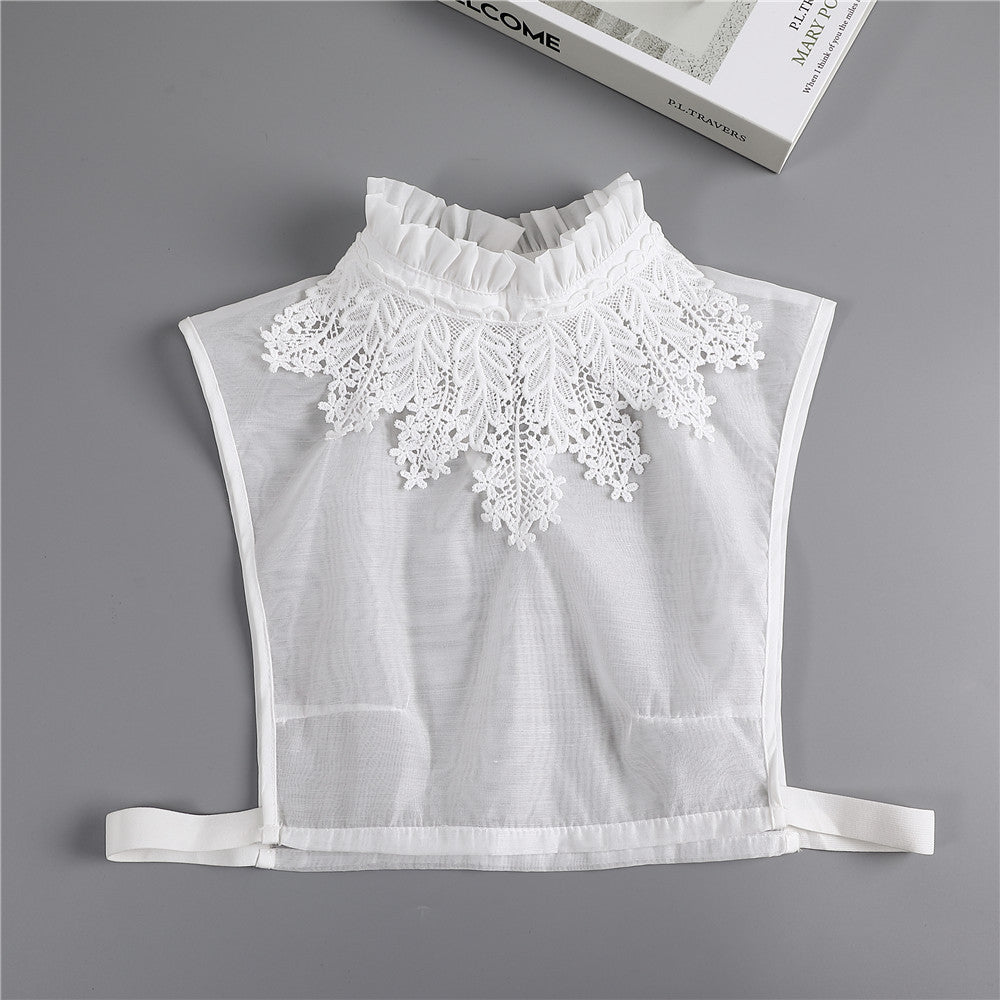 Beautiful Stand-up Collar Lady Floral Decorative Shirt Fake Collar