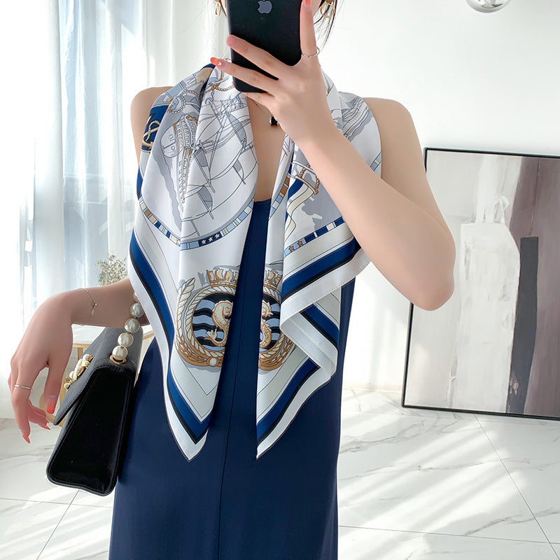 New 90cm Twill Silk Large Square Women's Shawl