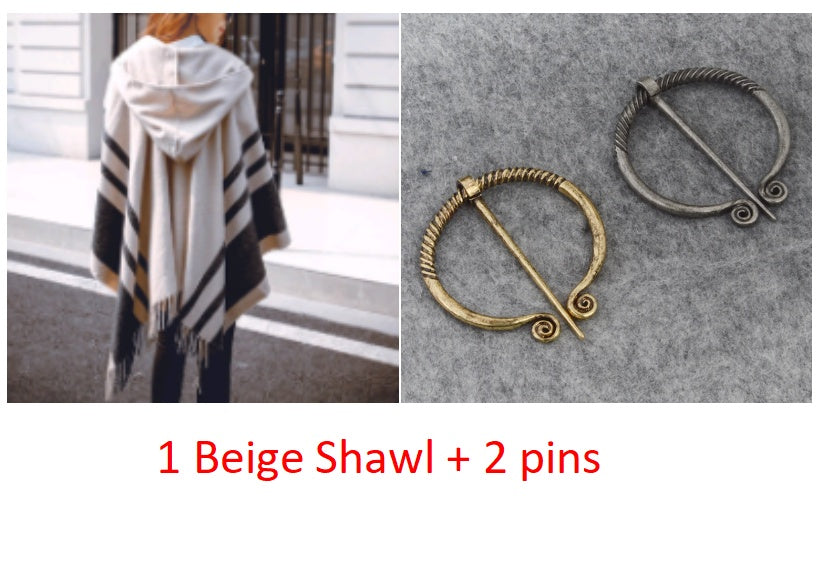 Badge Belt Buckle Scarf Shawl Thickened And Lengthened Cloak