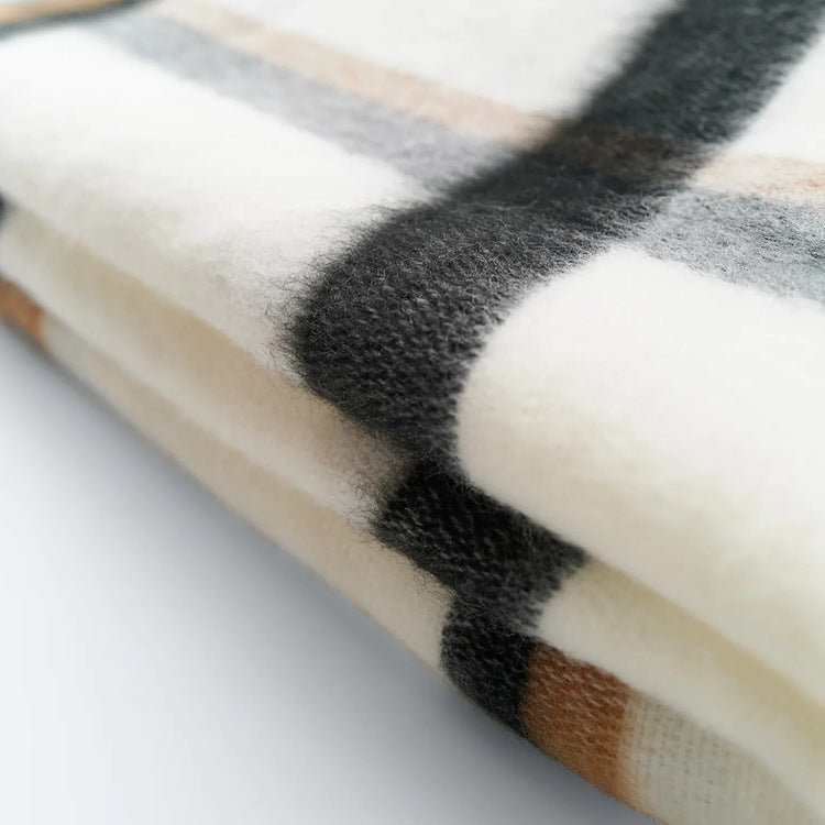 Large Square Plaid Cashmere Shawl