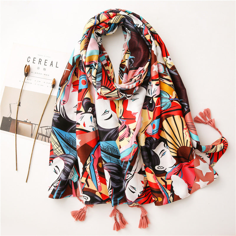 Tourist Holiday Plant Flower Scarf Female