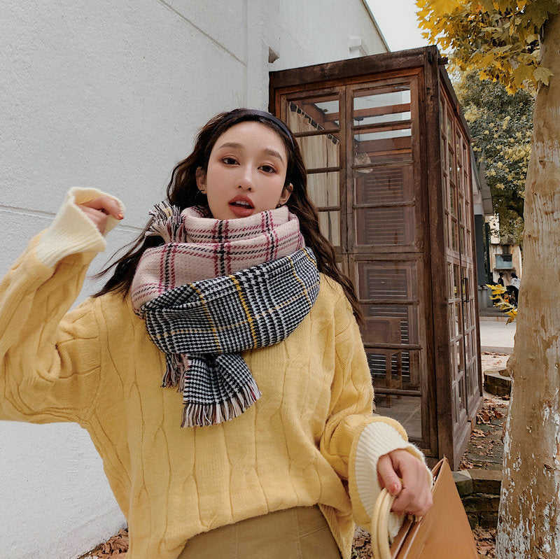 Plaid Scarf Versatile Warm Cashmere Reversible Shawl