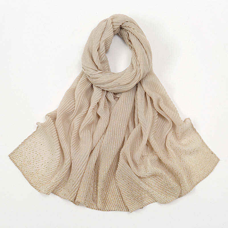 Gilding Crumpled Solid Color Polyester Scarf Women
