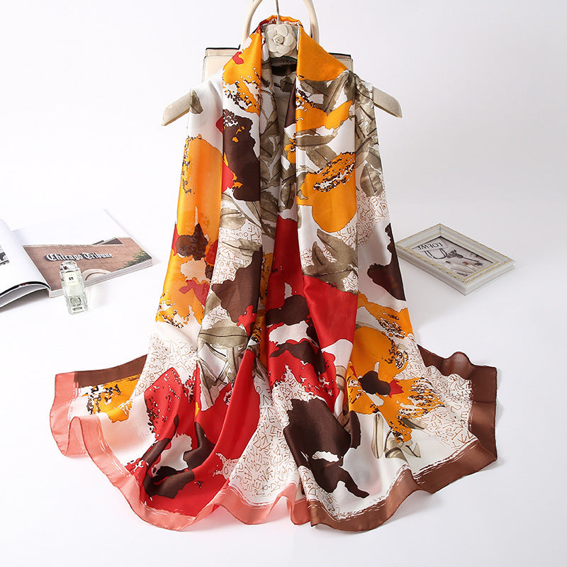 Simulated Silk Scarf Female Dual-use Air-conditioning Shawl Sarong
