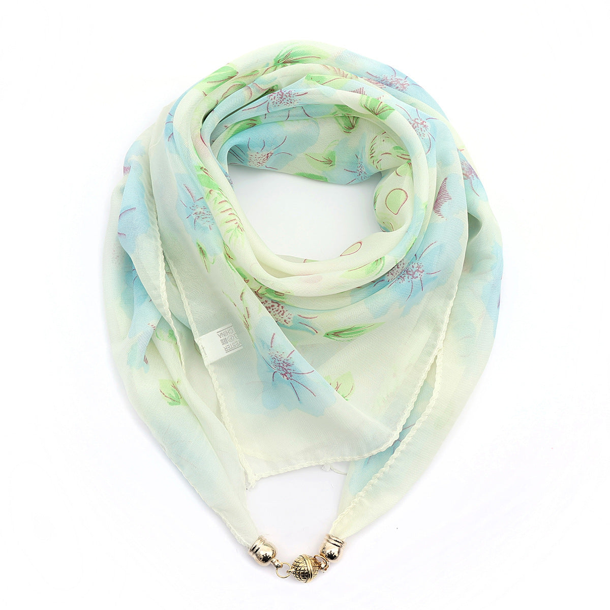Golden Ball Floral Chiffon Scarf Women's Printed Thin