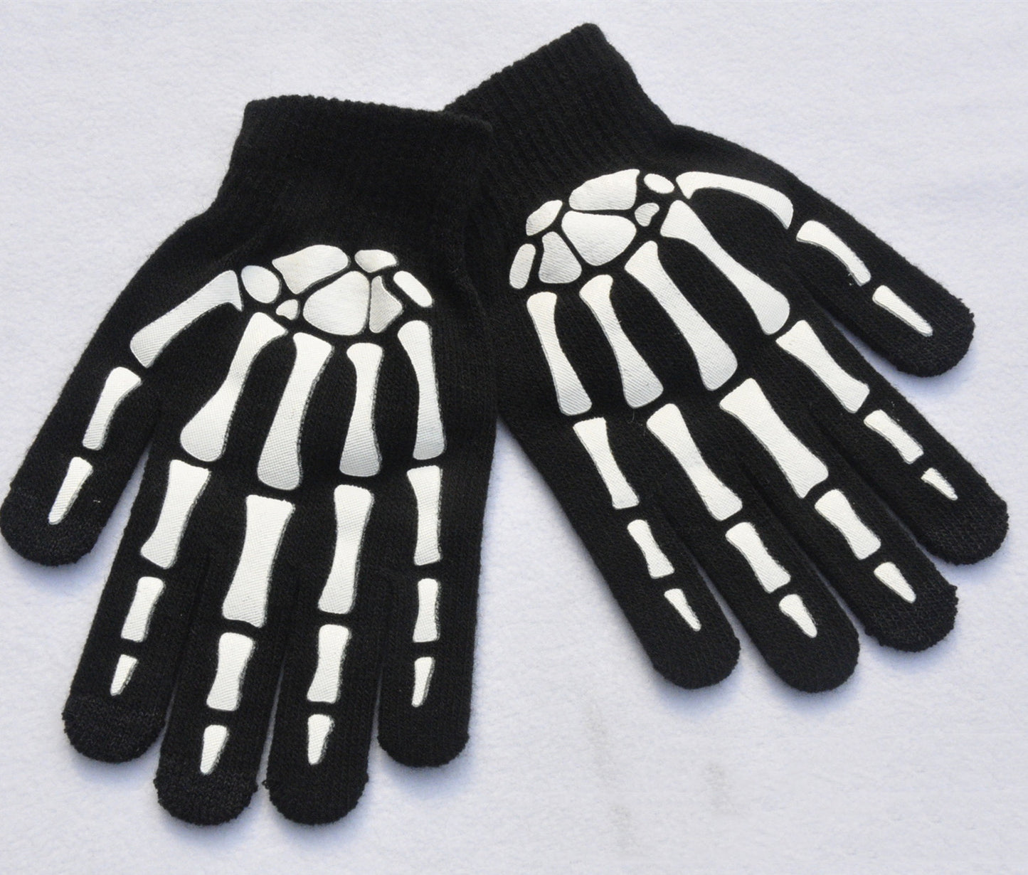 Halloween Fluorescent Luminous Skull And Ghost Claw Printing Gloves