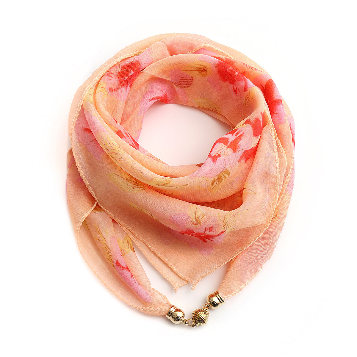 Golden Ball Floral Chiffon Scarf Women's Printed Thin