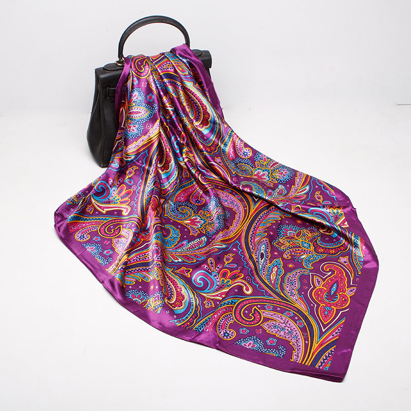 Silk-like Square Scarf Cashew Fern
