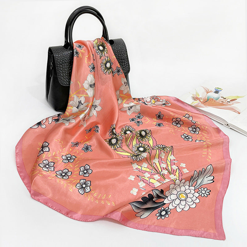 Silk Printed Square Scarf In Europe And America