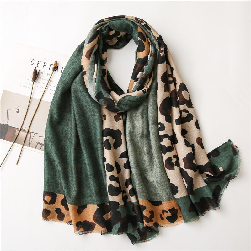 Versatile Leopard Women's Tassel Warm Sunscreen Scarf