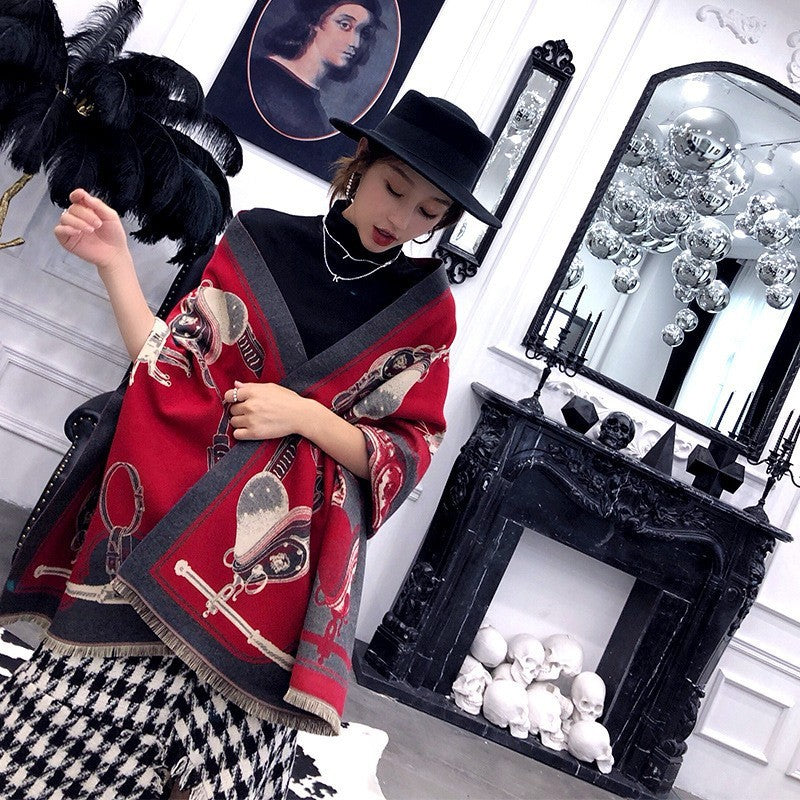 European And American Cashmere Warm Carriage Scarf Girl