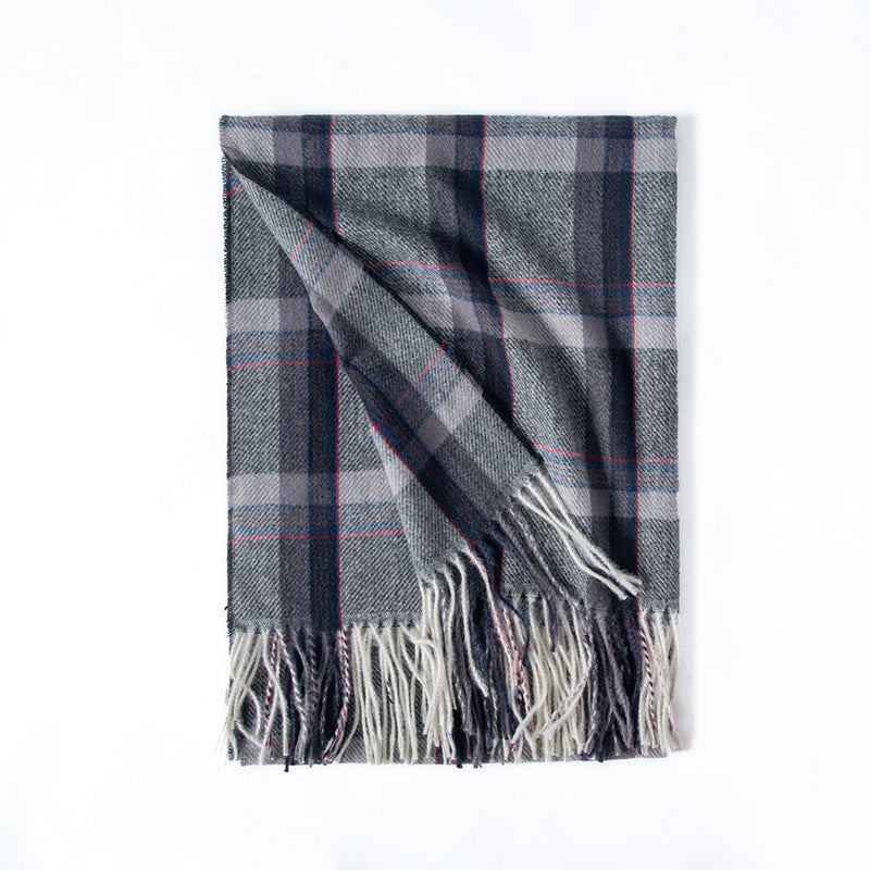 Contrast Check Print Of Cashmere Scarf
