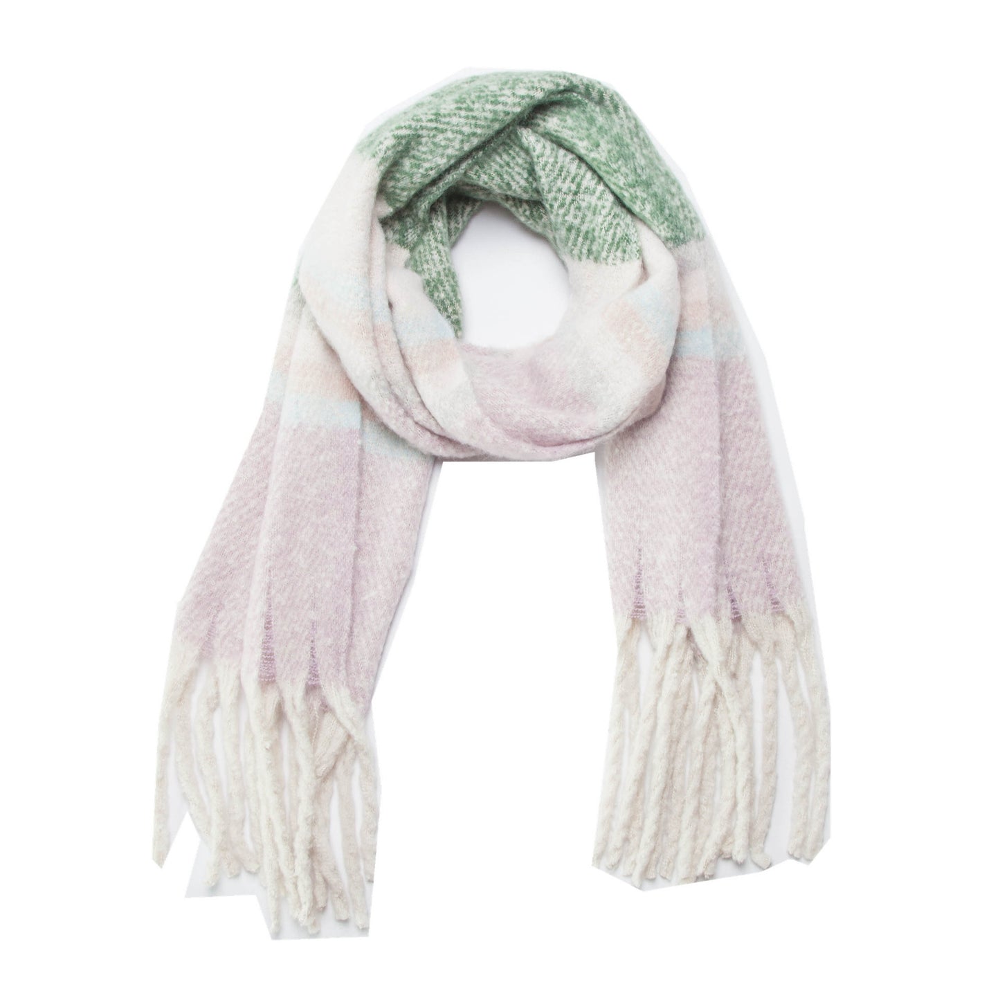 Thickened Circle Yarn Coarse Fringe Mixed Color Scarf