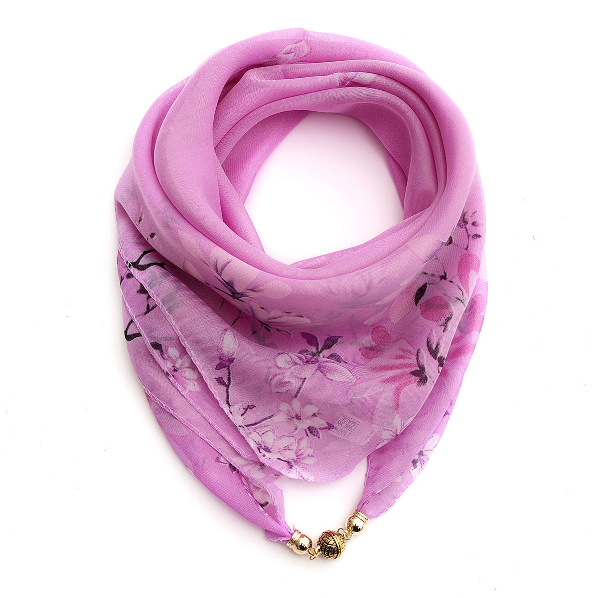 Golden Ball Floral Chiffon Scarf Women's Printed Thin