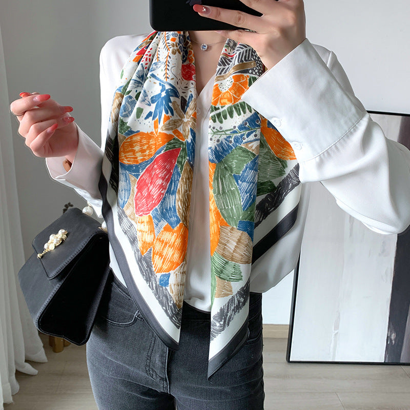 New 90cm Twill Silk Large Square Women's Shawl