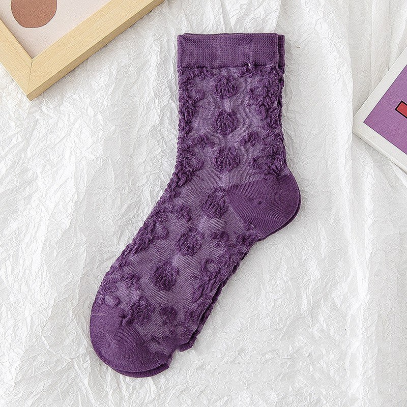 Pure Cotton Spring And Autumn Japanese Retro Floral Fashion Personality Outside The Long Socks Female