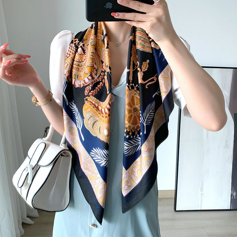New 90cm Twill Silk Large Square Women's Shawl