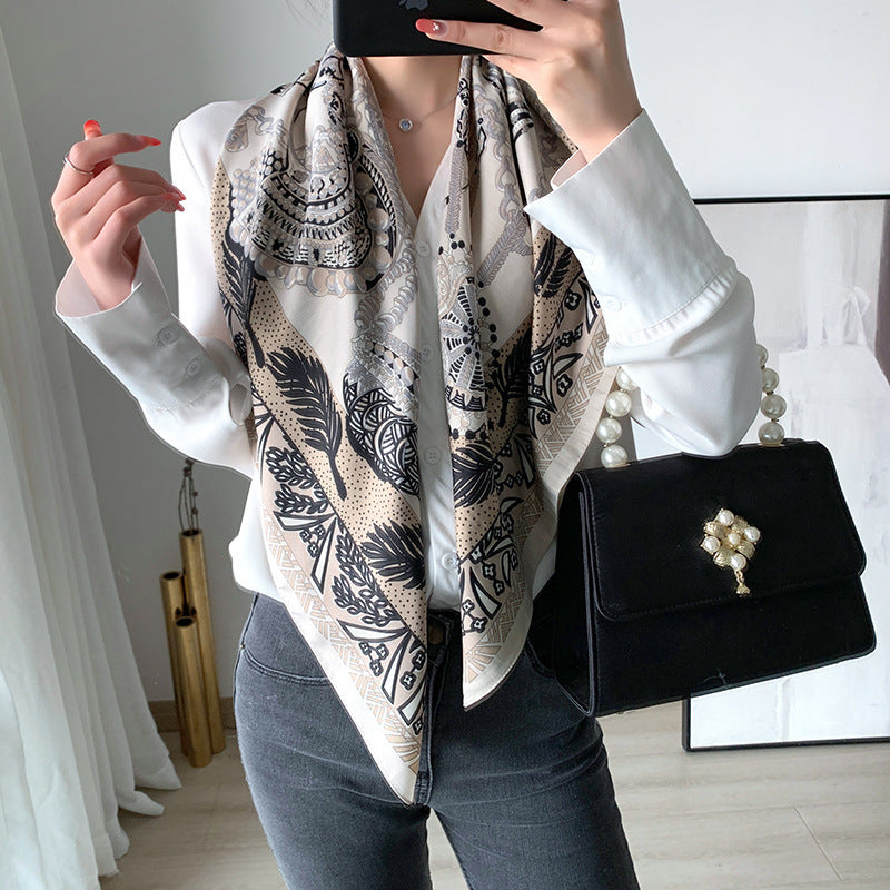 New 90cm Twill Silk Large Square Women's Shawl