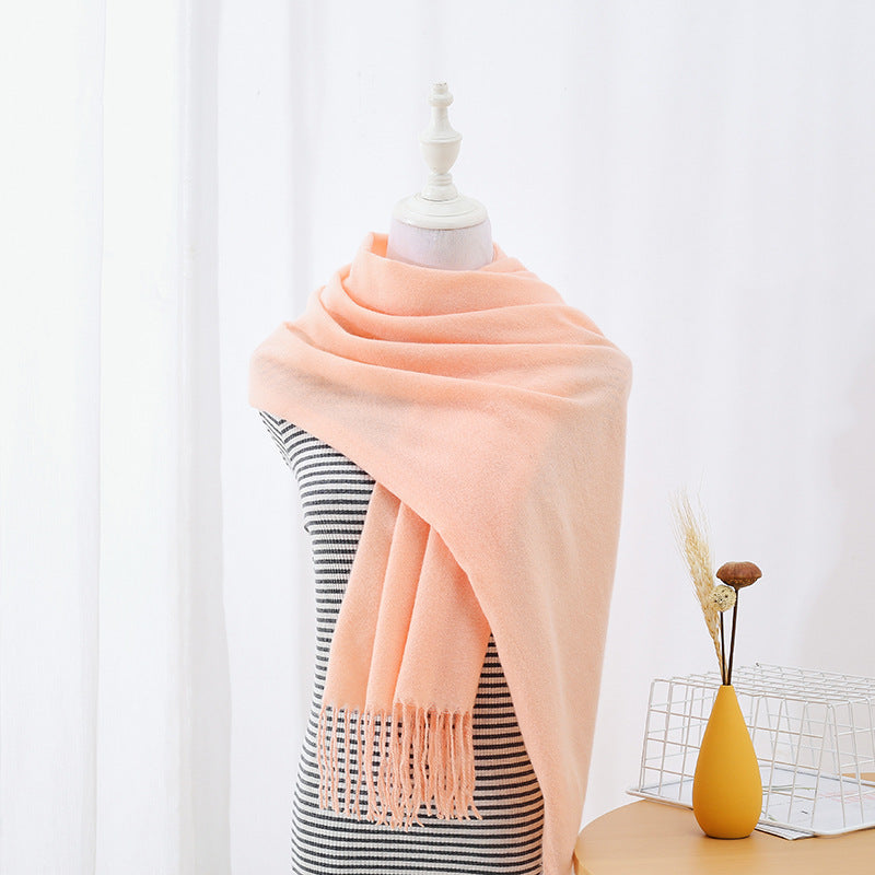 Solid Colored Long Towel Thickened For Warmth