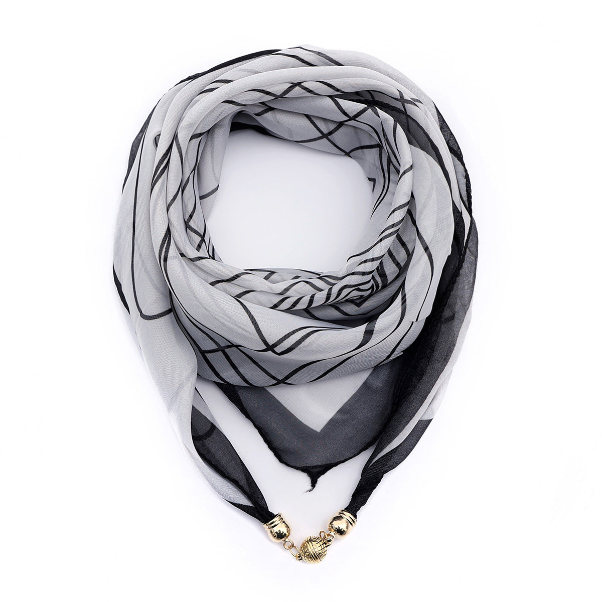 Golden Ball Floral Chiffon Scarf Women's Printed Thin