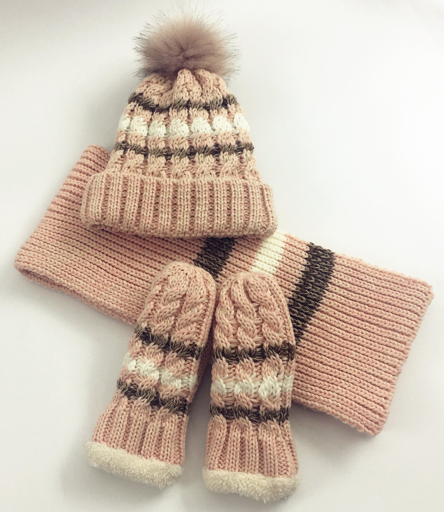 Color-mixing Warm Knitted Scarf Hat Glove Set