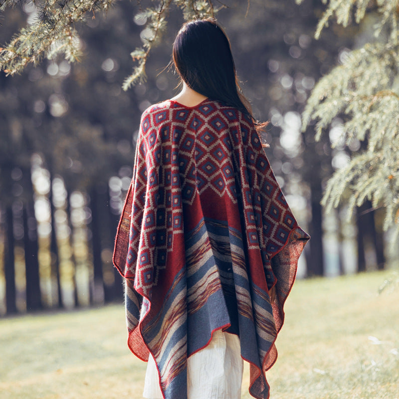 Qinghai Tibet Nepal Travel Warm Red Air-conditioned Room Shawl Scarf