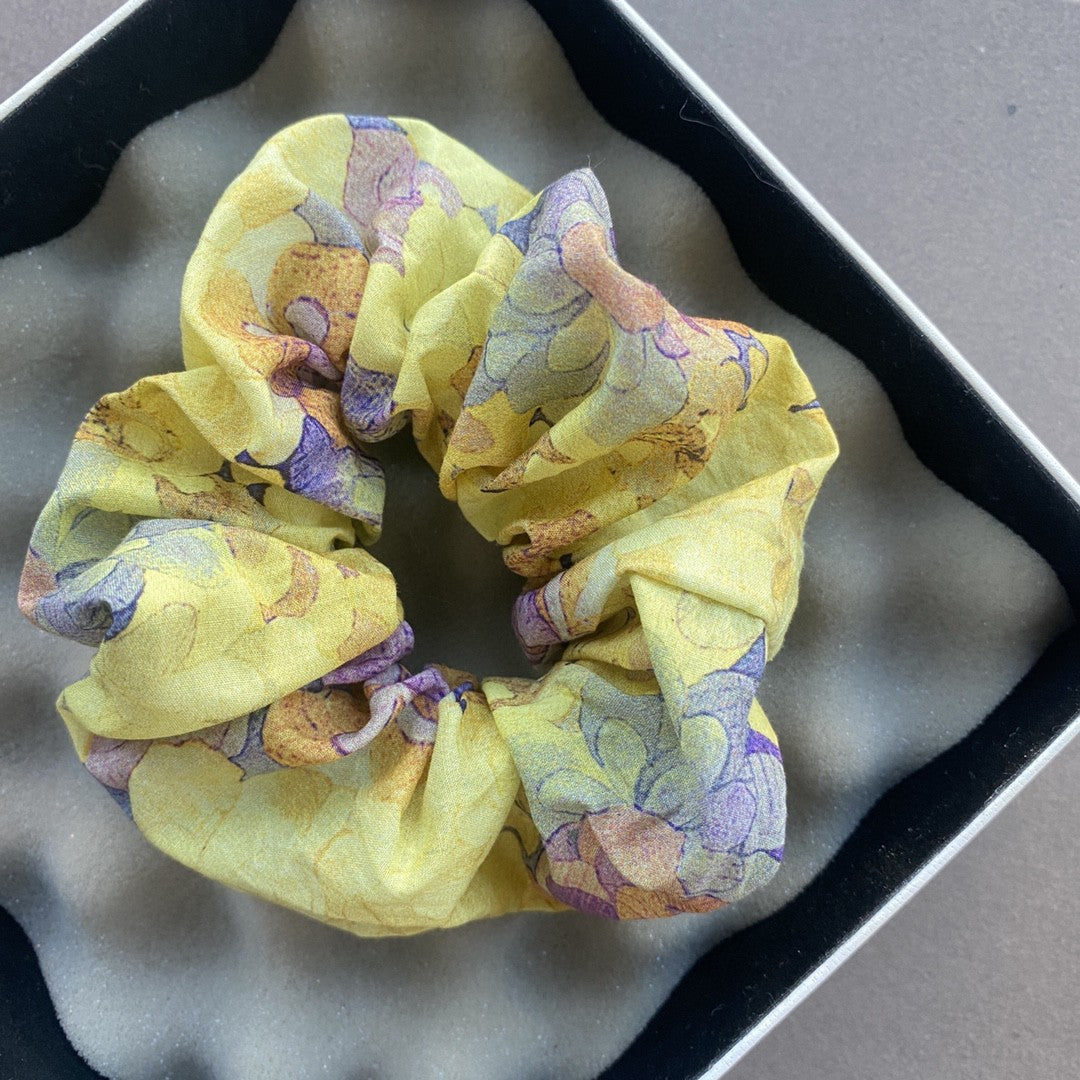 Yellow Watercolor Large Intestine Cloth Hair Ring No Plus-sized Floral