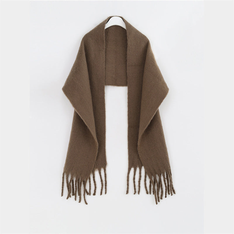 Shawl To Keep Warm All Wear White Bright Red Solid Color Neck