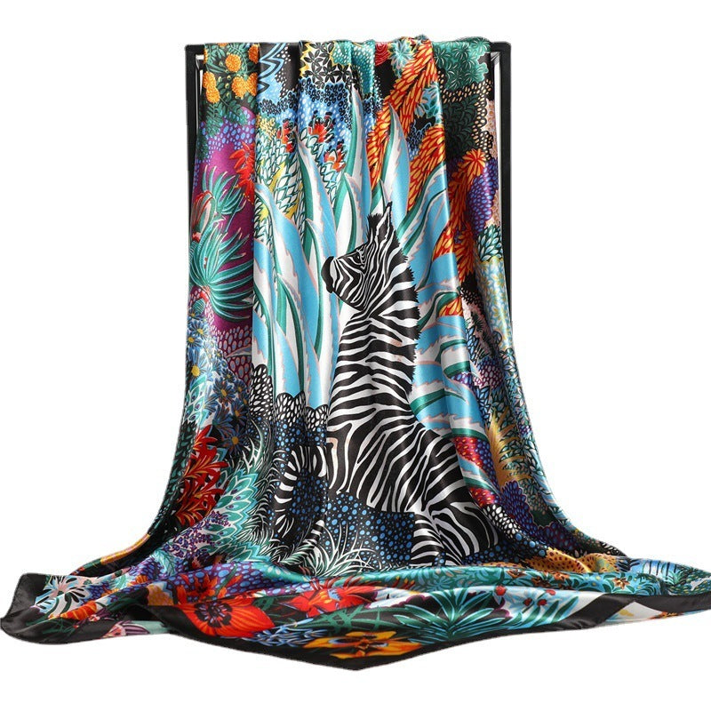 Fashion Jungle Animal Pattern Silk Scarf Autumn And Winter Thin