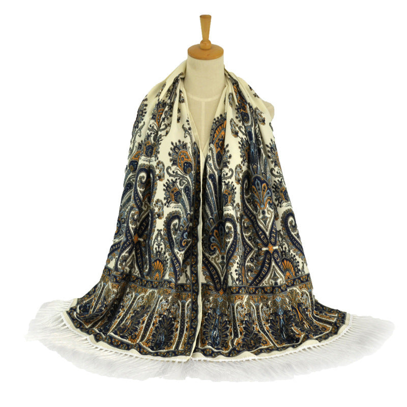 Printed Tassel Long Scarf Travel Ethnic Style Shawl