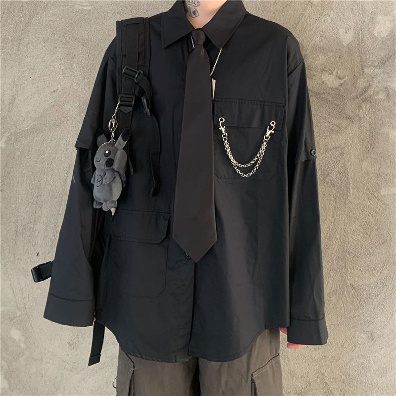 Solid Color Loose Upper Work Shirt Women's Design Sense