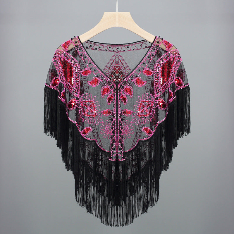 Tassel Shawl Vintage Sequined Cloak