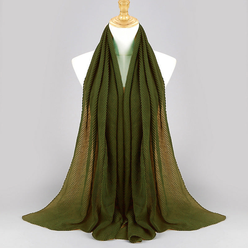 Twill Crumpled Pleated Scarf Women's Bag Headscarf