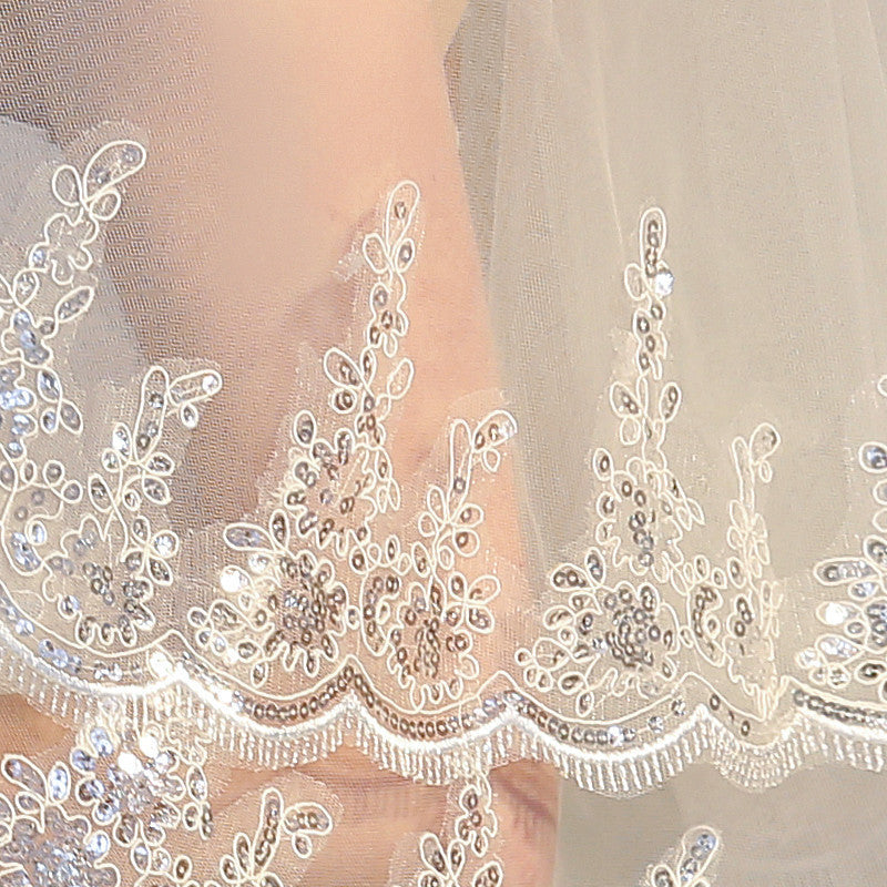 Hair Combed Fine Sequins Lace Headdress