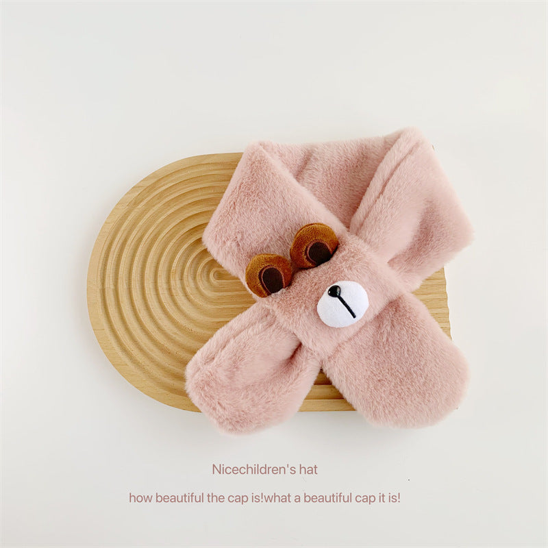 Baby Boys And Girls Winter Thermal Cute Bear Children Plush Scarf